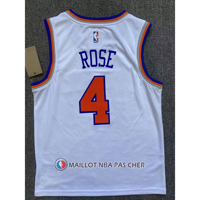 Maillot Enfant New York Knicks Derrick Rose NO 4 Association Blanc
